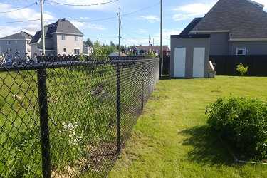 Clôture à mailles de chaîne noire installée professionnellement